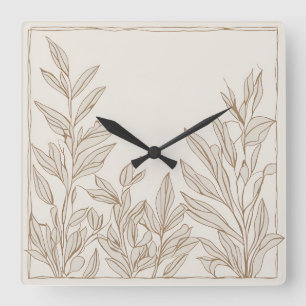Rustikales Terrakotta-Wildblumen-Boho-Eklektisches Quadratische Wanduhr