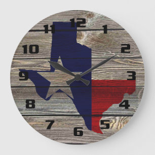 Rustikales Texas auf authentisch aussehendem Holz Große Wanduhr
