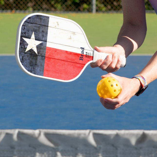 Rustikales Texas-Flag Personalisiertes Pickleball- Pickleball Schläger (InSitu)