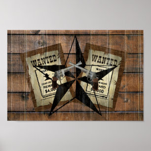 Rustikales Texas Star Western Duale Pistolen Gewol Poster