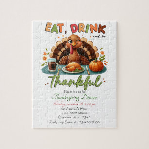 Rustikales Thanksgiving-Kürbis-Aquarell Herbst Puzzle