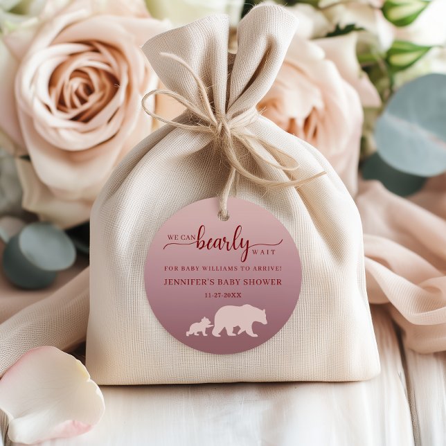 Rustikales Thema Bear Baby Dusche Pink Forest Geschenkanhänger (Von Creator hochgeladen)