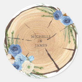 Rustikales Thema Hochzeit in Woodland Runder Aufkleber