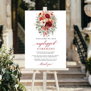 Rustikales tiefrotes Herbst-Unplugged-Ceremony-Sch Poster