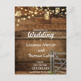 Rustikales Tor Save the Date Postkarte