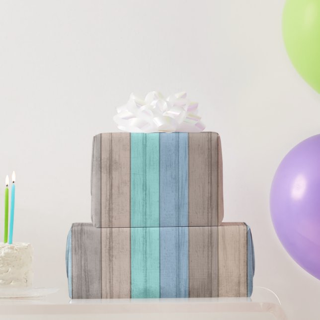 Rustikales Tropical Beach farbenes Holz Geschenkpapier (Partygeschenke)