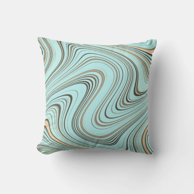 Rustikales Türkis und Goldkurven Kissen (Vorderseite)