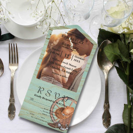 Rustikales türkisfarbenes Wohn-Western-Foto All In One Einladung