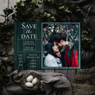 Rustikales und einfaches Foto SAVE THE DATE AQUA