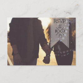 Rustikales und schicke, weißes Band-Overlay | Hoch RSVP Karte