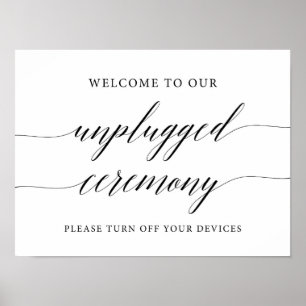 Rustikales, unplugged Wedding Ceremony Sign Poster
