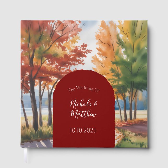 Rustikales Verändern der Blätter Hochzeit Gästebuch (Vorderseite)