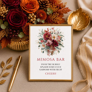 Rustikales verbranntes Orange Boho-Blumen-Mimosen- Poster