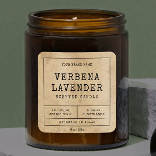 Rustikales Vintag Apothekary Style Candle Jar Labe Quadratischer Aufkleber