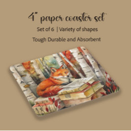 Rustikales Vintag Fox Books Woodland Herbstwoche P Rechteckiger Pappuntersetzer