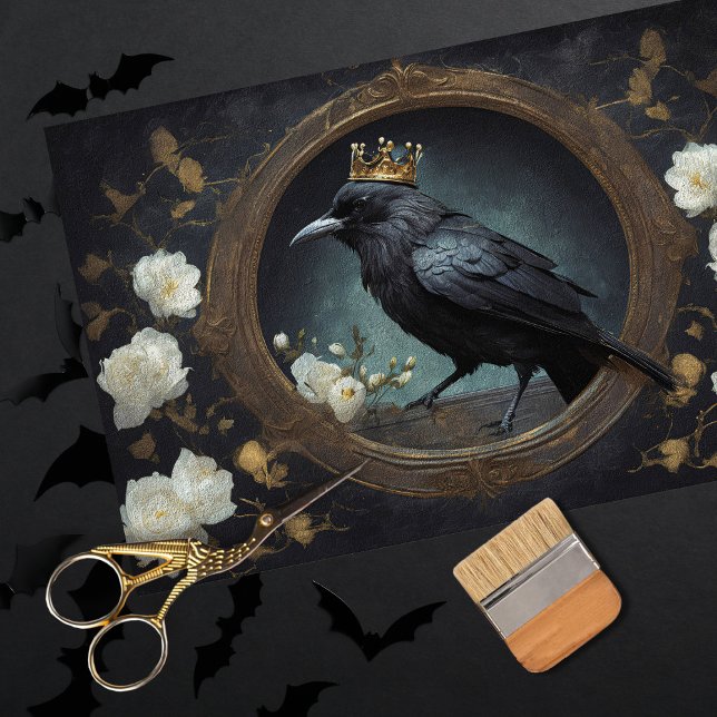 Rustikales Vintag Gothic Crow Decoupage Seidenpapier (Von Creator hochgeladen)