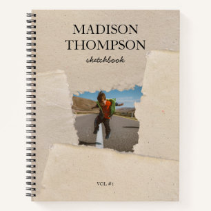 Rustikales Vintag Paper Personalisiert Foto Skethb Notizbuch