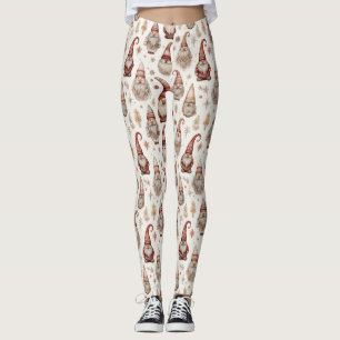 Rustikales Vintage-Gnom-Garten-Aquarellmuster Leggings