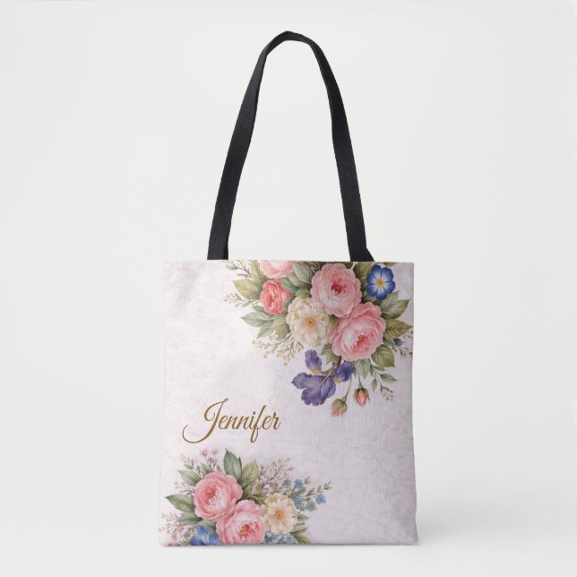 Rustikales Vintage-personalisiertes Blumenrosendes (Vorderseite)