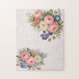 Rustikales Vintage-personalisiertes Blumenrosendes Puzzle