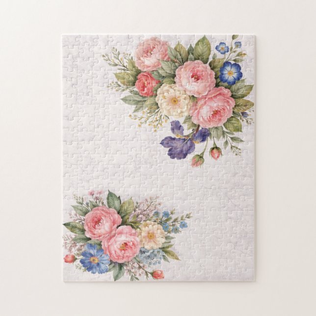Rustikales Vintage-personalisiertes Blumenrosendes Puzzle (Vertikal)