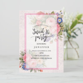 Rustikales Vintage personalisiertes florales Rosen Einladung