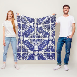Rustikales Vintage-Portugiesisches Fliesenmuster - Fleecedecke