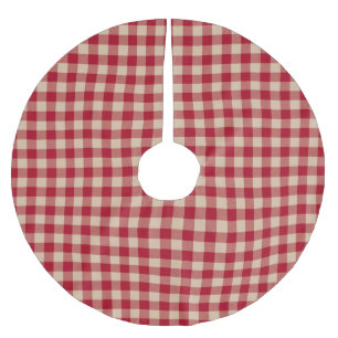Rustikales, vintage rotes, braunes Büffel-Karo-Mus Polyester Weihnachtsbaumdecke