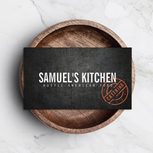 Rustikales, vintage Stempel-Logo Catering Visitenkarte