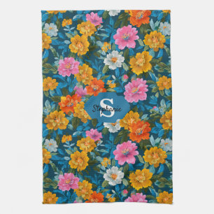 Rustikales, vintagefarbenes, buntes Blumenmuster i Geschirrtuch