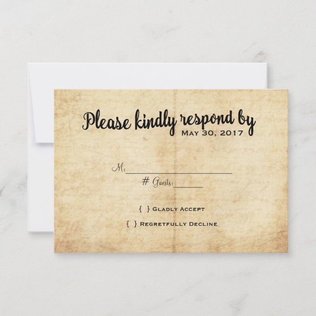 Rustikales Vintages Adventure Wedding RSVP Card (Vorderseite)