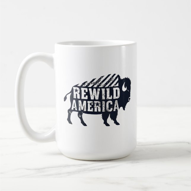 Rustikales Vintages Amerika Bison Kaffeetasse (Links)