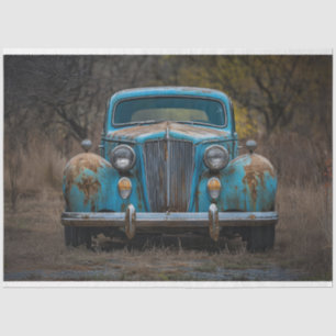 Rustikales Vintages blaues Auto Seidenpapier