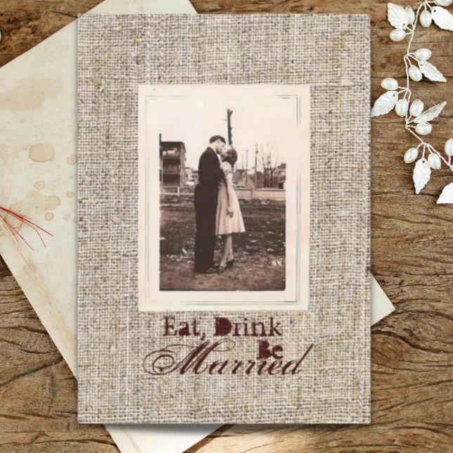 Rustikales Vintages Burlap Country Probe Dinner Einladung (Rustic vintage burlap country Rehearsal dinner Invitation)