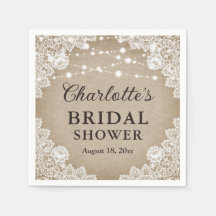 Rustikales Vintages Burlap Lace Brautparty Napkins