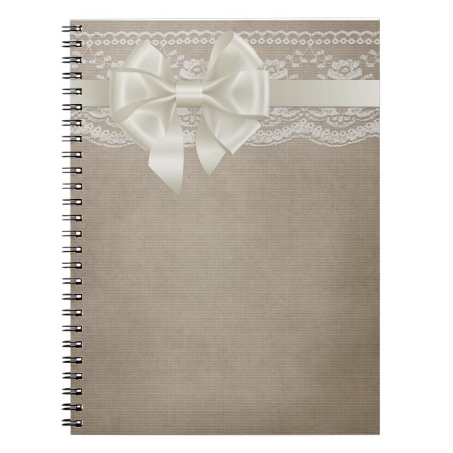 Rustikales Vintages Burlap & Lace Notizblock (Vorderseite)