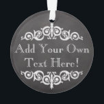 Rustikales Vintages Chalkboard kundenspezifisch Pe Ornament<br><div class="desc">Vintages Chalkboard-Thema für das alte Apothekendesign. Mit dem Party- oder Gelegenheitstext wird ein dunkelbrauner und schwarzer Hintergrund mit weißer Kreide und antiken Dekoelementen hinzugefügt.</div>