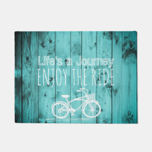 Rustikales Vintages Fahrrad ist aquamarines Boho Fußmatte