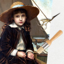 Rustikales Vintages Girl Boat Ocean Decoupage