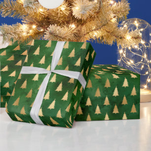 Rustikales Vintages goldenes Weihnachtsbaummuster Geschenkpapier