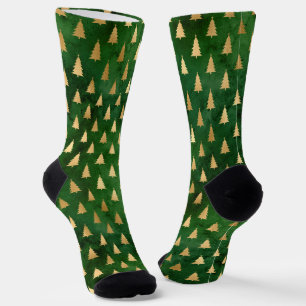 Rustikales Vintages goldenes Weihnachtsbaummuster Socken