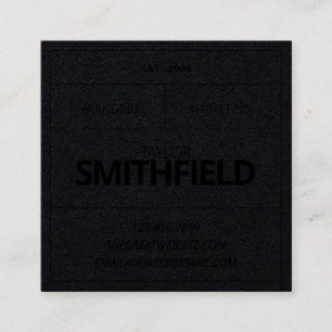 Rustikales Vintages Industrierschwarz auf schwarze Quadratische Visitenkarte