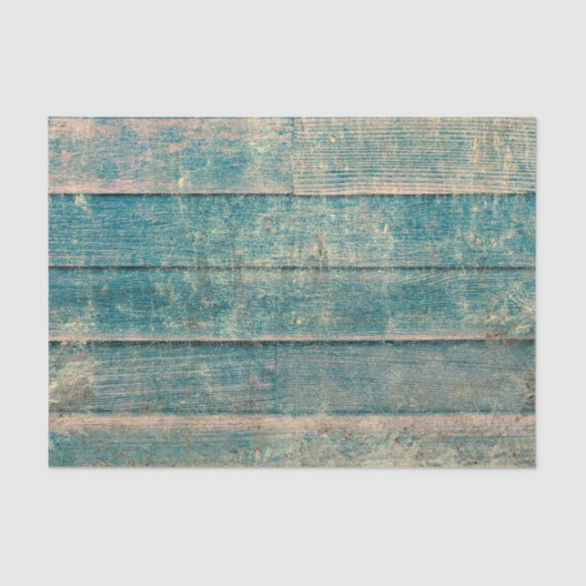 Rustikales Vintages Land Aquamarin Sepia Holzstruk Seidenpapier (Vorderseite)
