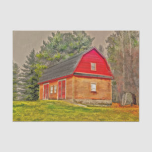 Rustikales Vintages Land bemalt Art Roter Stall Seidenpapier