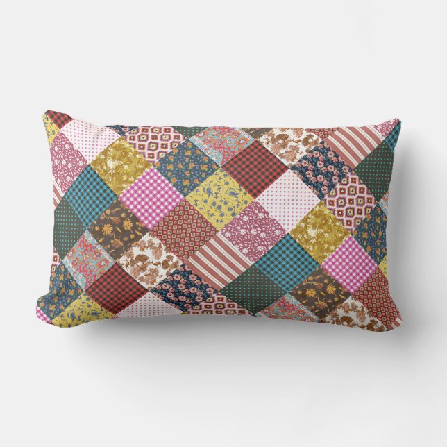 Rustikales Vintages Ländermuster Lendenkissen (Vorderseite)