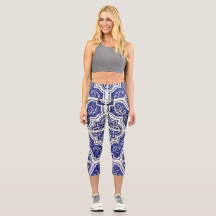 Rustikales Vintages portugiesisches Fliesenmuster Capri Leggings