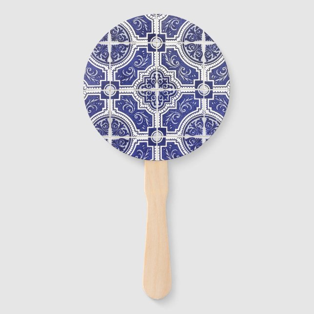 Rustikales Vintages portugiesisches Fliesenmuster  Fächer (Vorderseite)