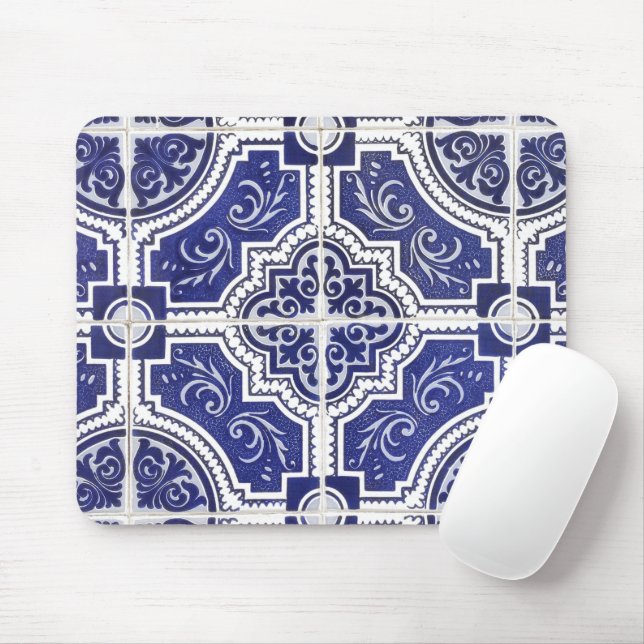 Rustikales Vintages portugiesisches Fliesenmuster  Mousepad (Mit Mouse)