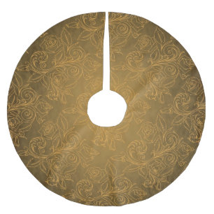 Rustikales Vintages Rosen-Spitze-Antiken-Gold Polyester Weihnachtsbaumdecke