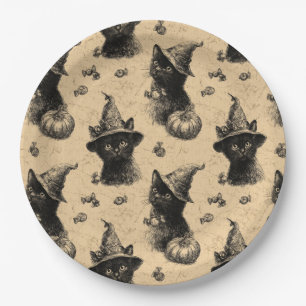 Rustikales Vintages Schwarzes Katzenjammer, Hallow Pappteller